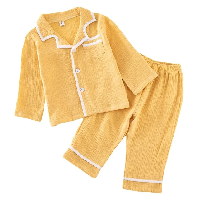 kids cotton yarn pajamas children's spring pure color homewear suit for boys and girls
kids cotton yarn pajamas children's spring pure color homewear suit for boys and girls