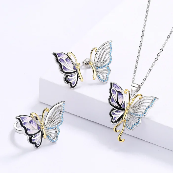 Vintage Palace Oil Painting Jewellery Set Crystal Butterfly Ring Necklace And Earring Women Bridal Wedding Jewelry Set For Girls
Vintage Palace Oil Painting Jewellery Set Crystal Butterfly Ring Necklace And Earring Women Bridal Wedding Jewelry Set For Girls
