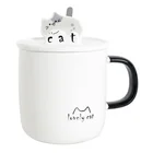 animal shaped 3d ceramic mug with lid and spoon for kids gift school Christmas