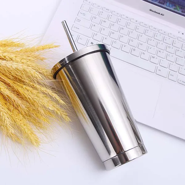 With Lid And Straw Bubble Tea Tumbler Wholesale Tumbler Cup, Silver 
With Lid And Straw Bubble Tea Tumbler Wholesale Tumbler Cup, Silver