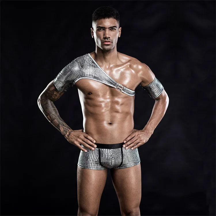 

Men's Cosplay Low Rise Sexy Hot Fashion Show Costume Lingeries Man Sexy underwear Panty Men Sexy G-string Thong Briefs Boxer, Silver