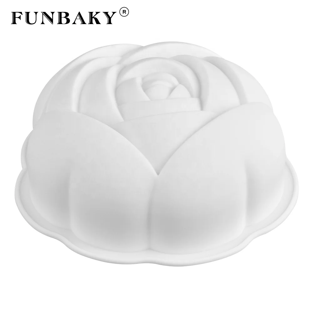 FUNBAKY Valentine ' s Day mousse cake silicone mold 3 D rose flower printed baking pan single chiffon cake molds, Customized color
FUNBAKY Valentine ' s Day mousse cake silicone mold 3 D rose flower printed baking pan single chiffon cake molds, Customized color
