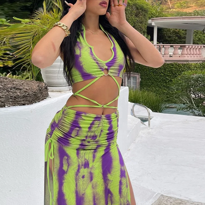 New Design Night Club Printing Hollow Out Draw String Emerald Green Dress Navel Long V Neck Split Maxi Dress
New Design Night Club Printing Hollow Out Draw String Emerald Green Dress Navel Long V Neck Split Maxi Dress