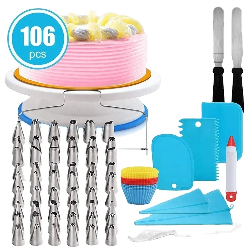 Hot Sale 106pcs/set Decorating Cake Tools Cake Stand Turntable Supplies Plastic Cake Stand, Blue/purple.
Hot Sale 106pcs/set Decorating Cake Tools Cake Stand Turntable Supplies Plastic Cake Stand, Blue/purple.