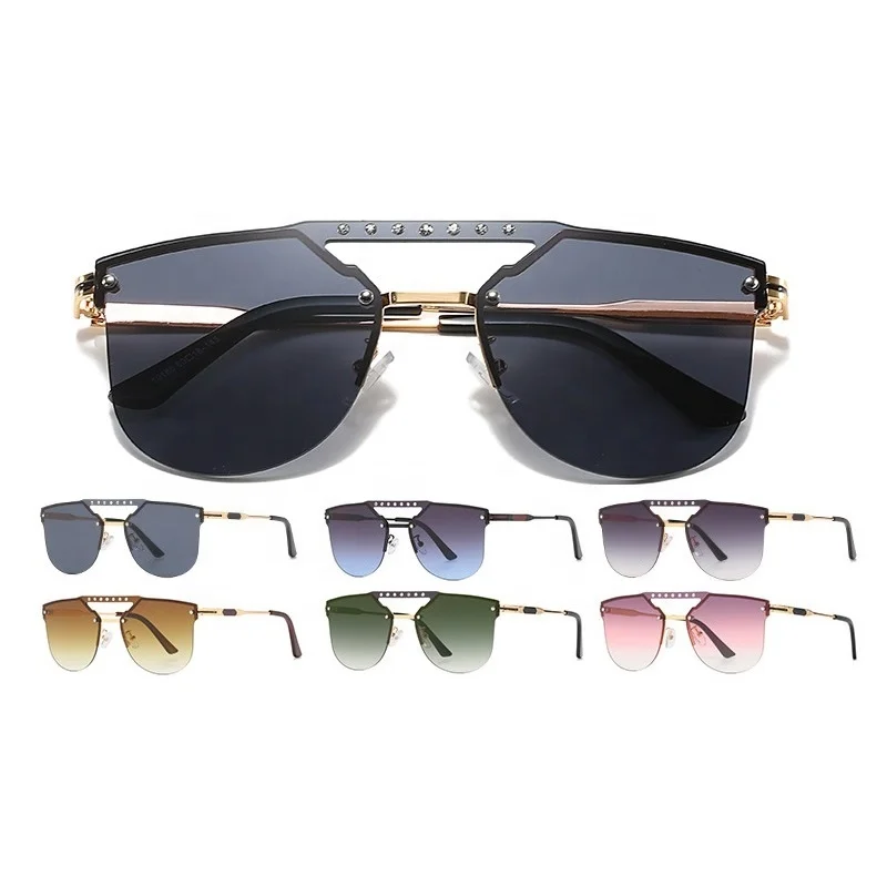 New Fashion Design Women's Half Rim Gradient Anti UV PC Len Gold Metal Temple Oversized Shades Sunglasses INS Trendy Sun Glasses
New Fashion Design Women's Half Rim Gradient Anti UV PC Len Gold Metal Temple Oversized Shades Sunglasses INS Trendy Sun Glasses