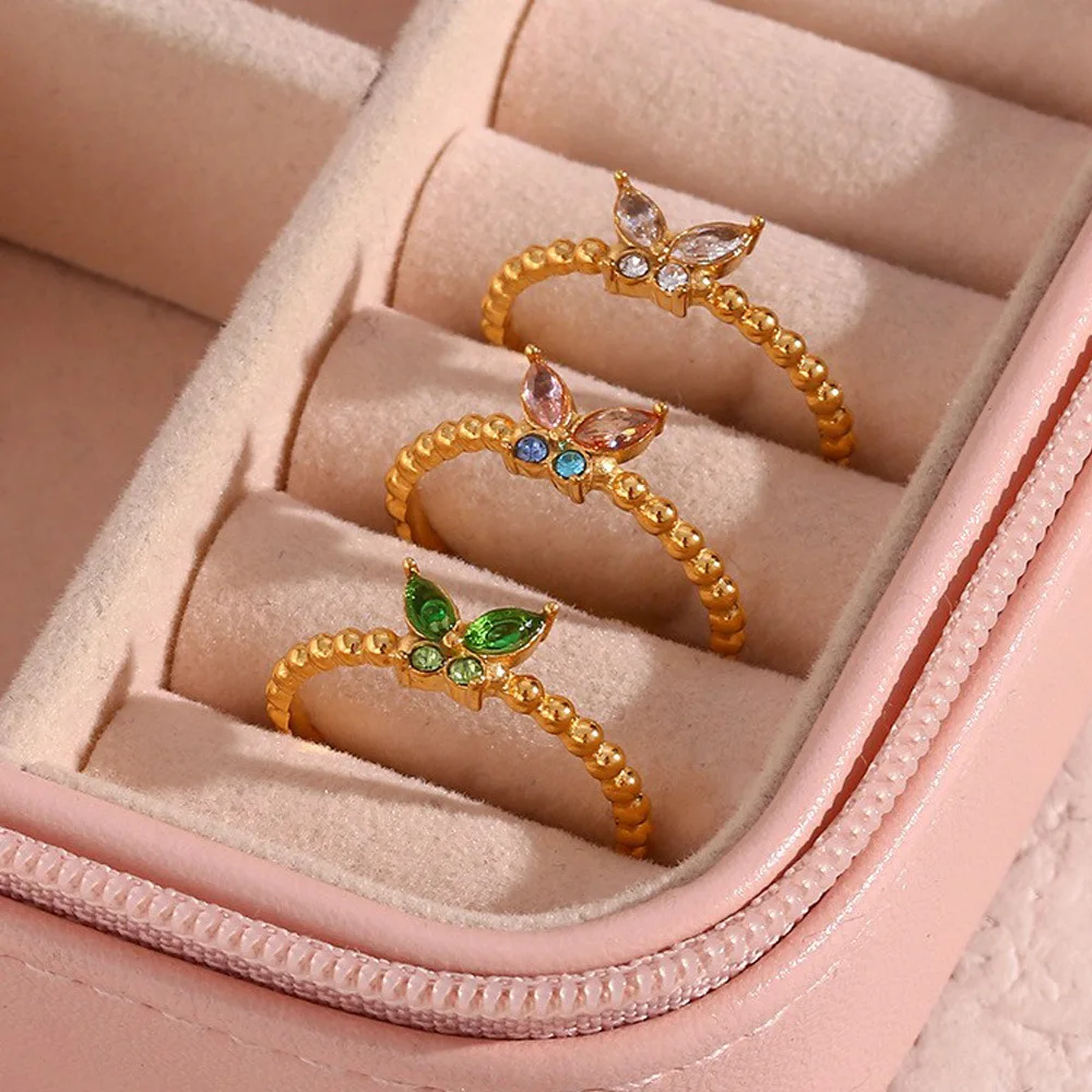 Personality Zircon Butterfly Adjustable Finger Rings Fashion Stainless Steel Crystal Waterproof Butterfly Rings For Gifts
Personality Zircon Butterfly Adjustable Finger Rings Fashion Stainless Steel Crystal Waterproof Butterfly Rings For Gifts