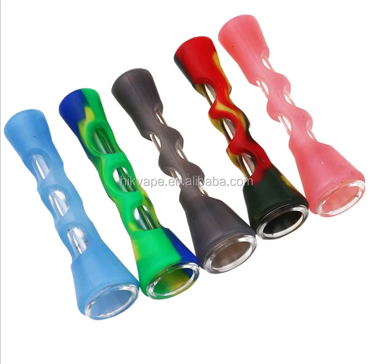 Hand Tobacco Silicone Smoking Pipe Glass Bowl Cap Free Silicone Rubber Smoking Pipe