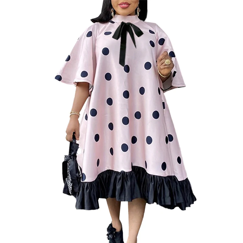 Pink Polka Dot Bowtie Lovely Loose Princess Ruffle Patchwork Lady Casual Dress, Pink yellow
Pink Polka Dot Bowtie Lovely Loose Princess Ruffle Patchwork Lady Casual Dress, Pink yellow