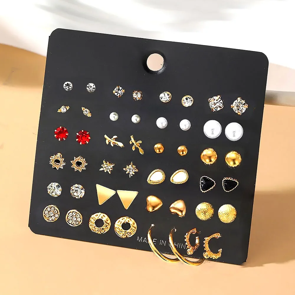 24 Pairs Gold plated Geometric Small Stud Earrings Sets For Women Mixed Butterfly Flower Heart Pearl Crystal Earrings Jewelry
24 Pairs Gold plated Geometric Small Stud Earrings Sets For Women Mixed Butterfly Flower Heart Pearl Crystal Earrings Jewelry