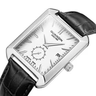 Guanqin More Color Square Design Custom Logo Quartz Movement Leather Watch Men