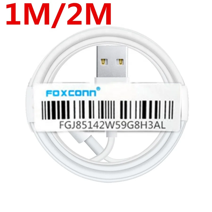 

1m 3Ft 2M 6FT 8pin Foxconn E75 Chip Usb Cable 5Ic Data Sync Charger Cables For Iphone 7 8 Plus X Xr 11 Pro Max, White