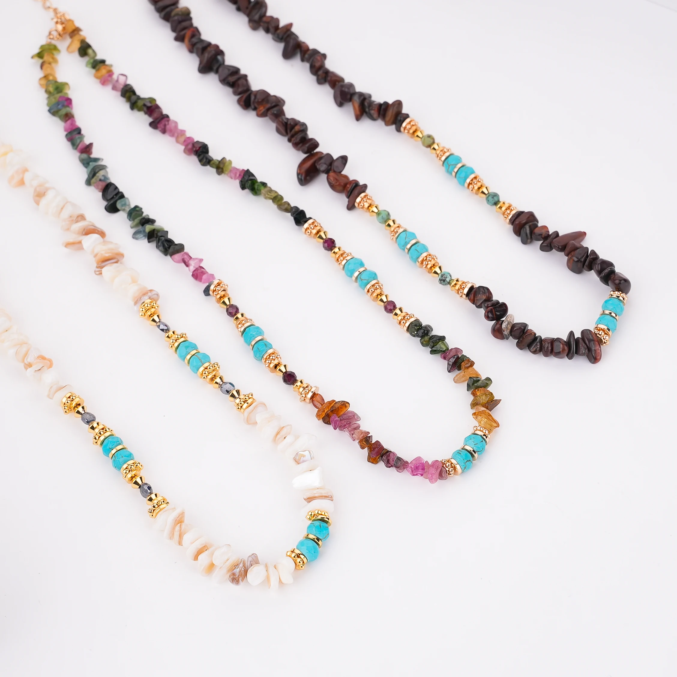 Natural Chips Irregular Stone Gemstone Jewelry Tiger Eye Rainbow Tourmaline Shell Choker Necklace
Natural Chips Irregular Stone Gemstone Jewelry Tiger Eye Rainbow Tourmaline Shell Choker Necklace
