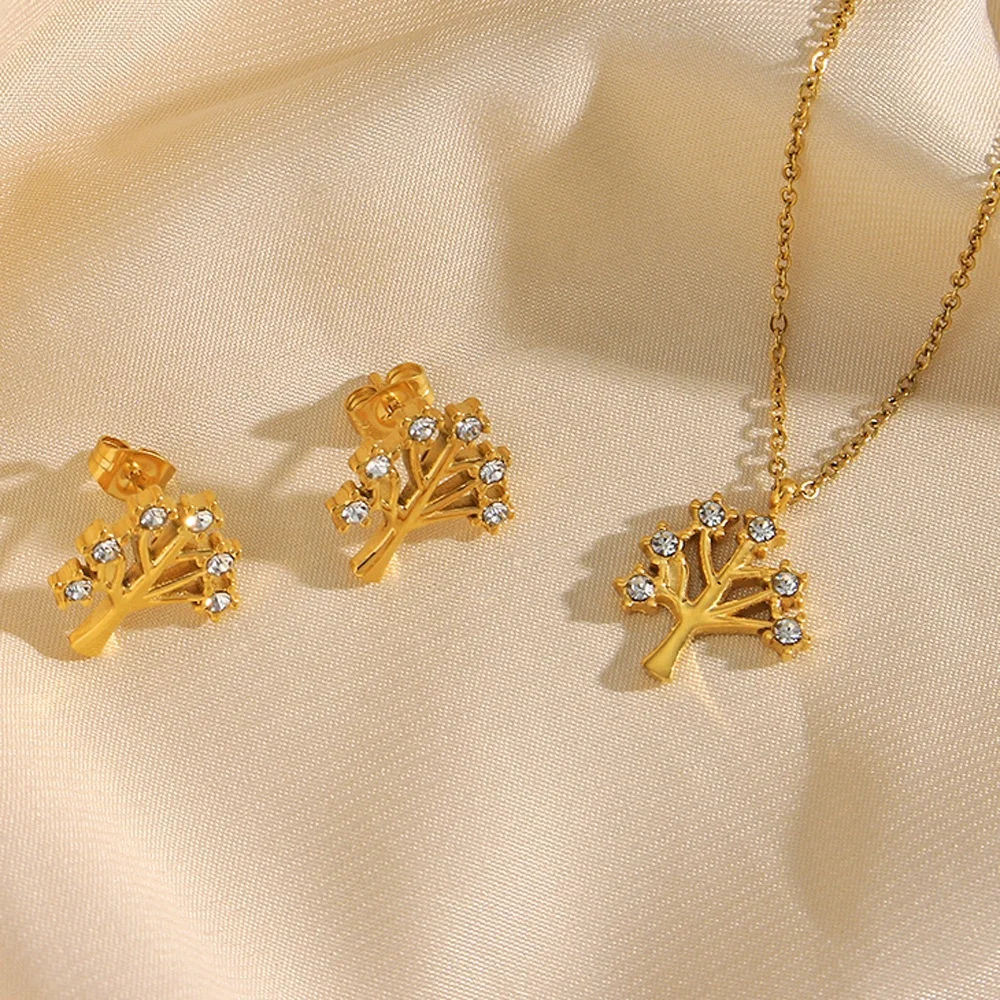 Tree Of Life Pendant Necklace Tree Of Life Earrings Zircon Stud Earrings Zircon Jewelry Set
Tree Of Life Pendant Necklace Tree Of Life Earrings Zircon Stud Earrings Zircon Jewelry Set