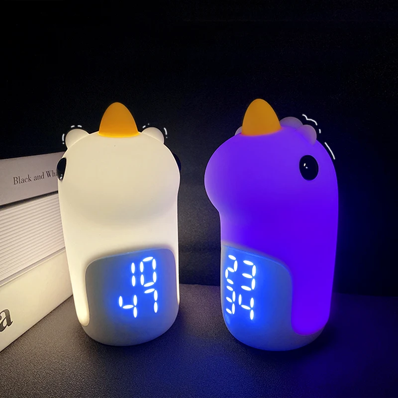 Hot Sale Festival gift customized Unicorn Animal Lovely colorful cute silicone lamp LED Alarm Clock Night Light
Hot Sale Festival gift customized Unicorn Animal Lovely colorful cute silicone lamp LED Alarm Clock Night Light