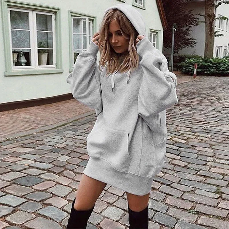 Hot Sale Oversized Women Fleece Solid Color Long Sleeve Knee Length Pullover Hoodie Dress, Picture
Hot Sale Oversized Women Fleece Solid Color Long Sleeve Knee Length Pullover Hoodie Dress, Picture