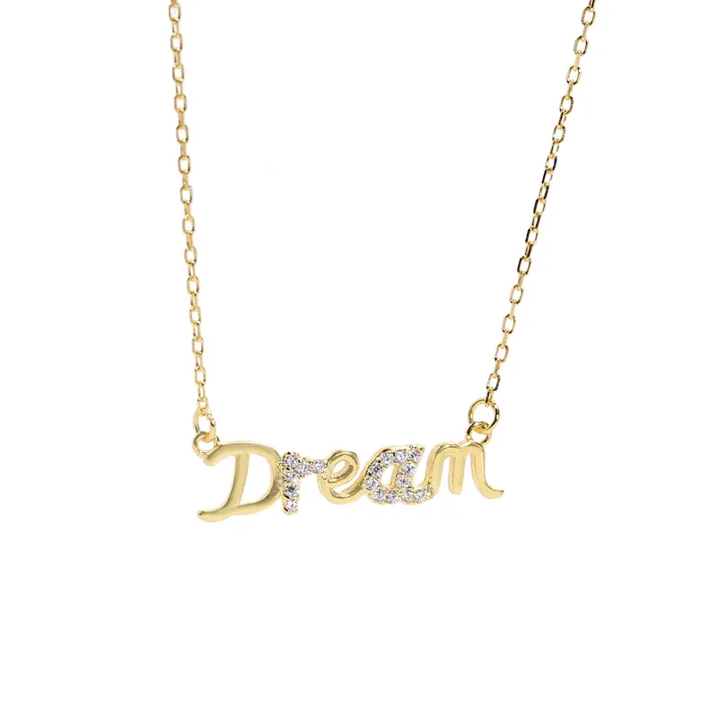 925 Sterling Silver Zircon Necklace Dream Letter Pendant Necklace for Women Jewelry, Gold/silver color or customized color
925 Sterling Silver Zircon Necklace Dream Letter Pendant Necklace for Women Jewelry, Gold/silver color or customized color