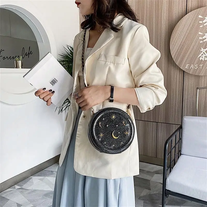 2020 Fashion Starry Sky Round Badge Patent Leather Women Circle Purses and Handbags Crossbody Chain Bag
2020 Fashion Starry Sky Round Badge Patent Leather Women Circle Purses and Handbags Crossbody Chain Bag