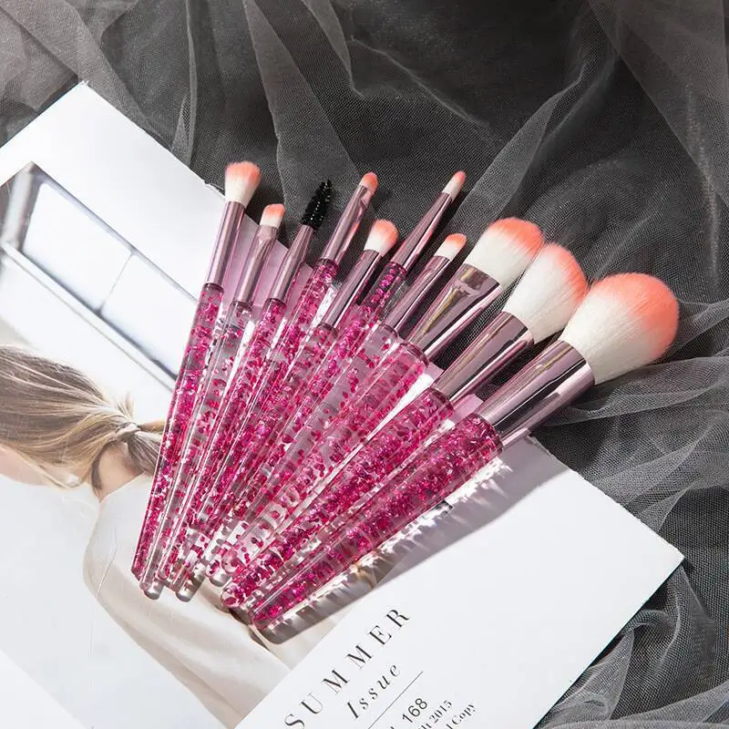 Crystal Glitter Handle 10pcs colorfull foundation brush set with PU bag makeup brushes, Black,white,pink
Crystal Glitter Handle 10pcs colorfull foundation brush set with PU bag makeup brushes, Black,white,pink