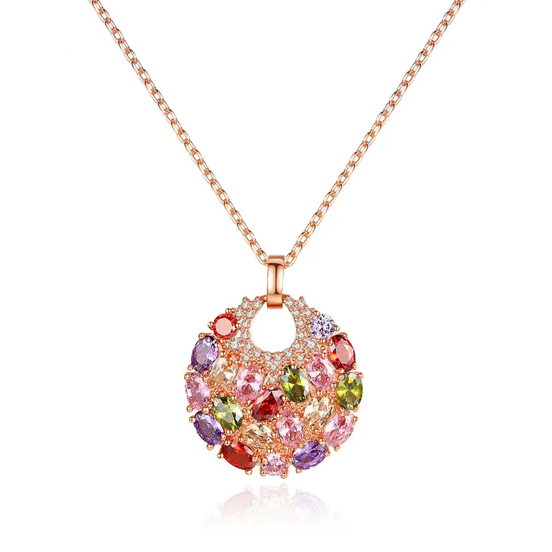 European and American style rainbow colorful pendant necklace 18k gold plated zircon ladies necklace
European and American style rainbow colorful pendant necklace 18k gold plated zircon ladies necklace