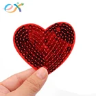 OEM custom embroidery sequined heart beaded patch applique love sequin patches for clothes