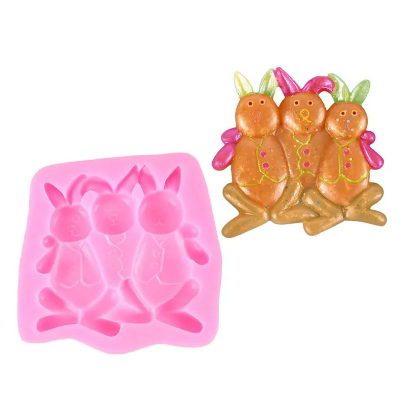 DIY Crystal Epoxy Fondant Cake 3 Rabbits Liquid Silicone Decorative Soap Mold, Picture
DIY Crystal Epoxy Fondant Cake 3 Rabbits Liquid Silicone Decorative Soap Mold, Picture