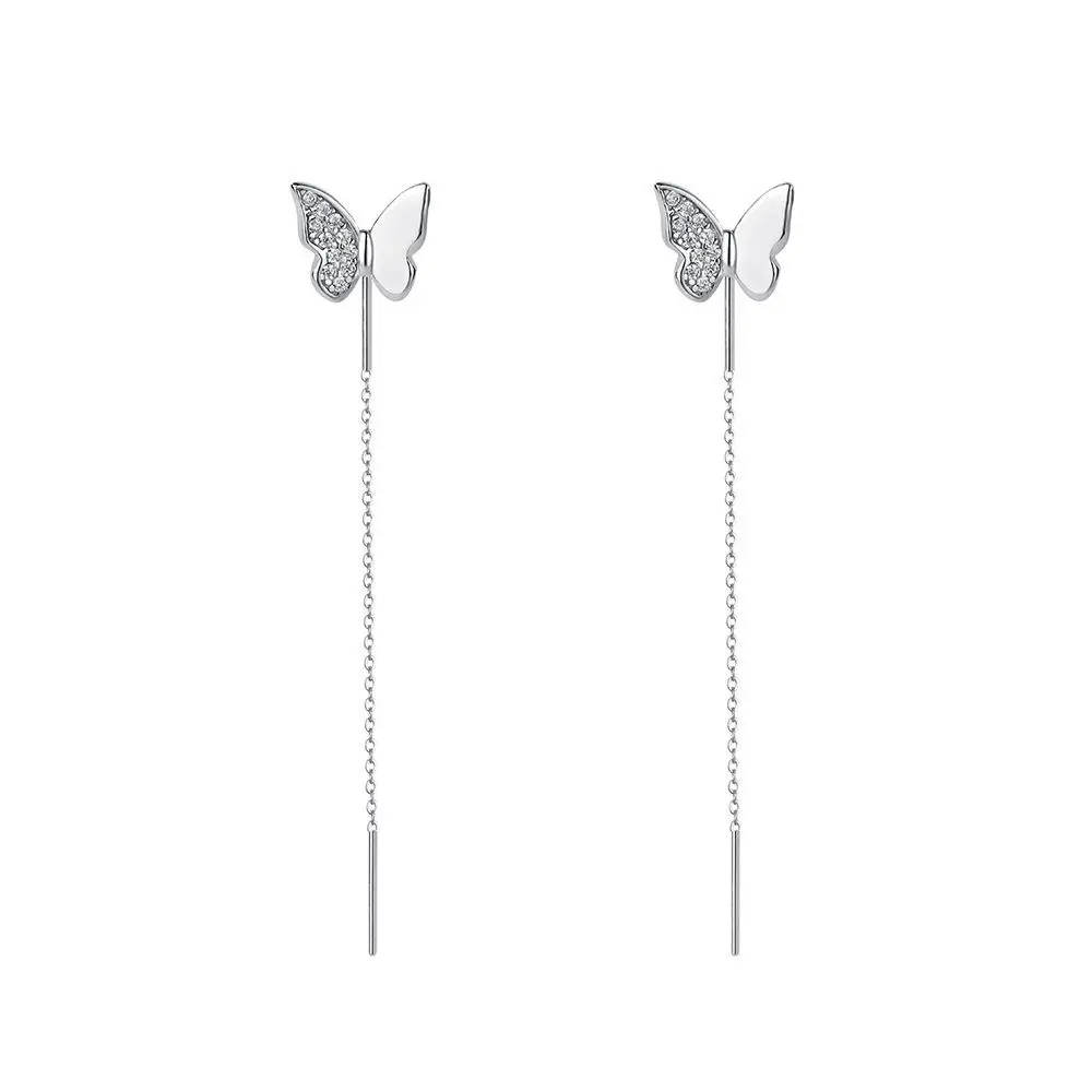 Popular Girl's Tassels Earrings S999 Sterling Silver CZ Zircon Butterfly Tassels Earrings Wholesale
Popular Girl's Tassels Earrings S999 Sterling Silver CZ Zircon Butterfly Tassels Earrings Wholesale