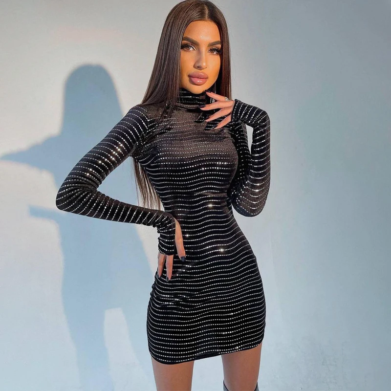 Bling Glitter Women Long Sleeve High Neck Velvet Mini Dress Bodycon Sexy Party Elegant Festival 2021 Autumn Winter Club, As picture
Bling Glitter Women Long Sleeve High Neck Velvet Mini Dress Bodycon Sexy Party Elegant Festival 2021 Autumn Winter Club, As picture