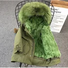 Beautiful design parka coats with fox fur woman fur fox winter coat coat with fur hood