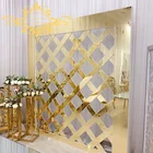 Square Cross Net Golden Acrylic Mirror Wedding Backdrop