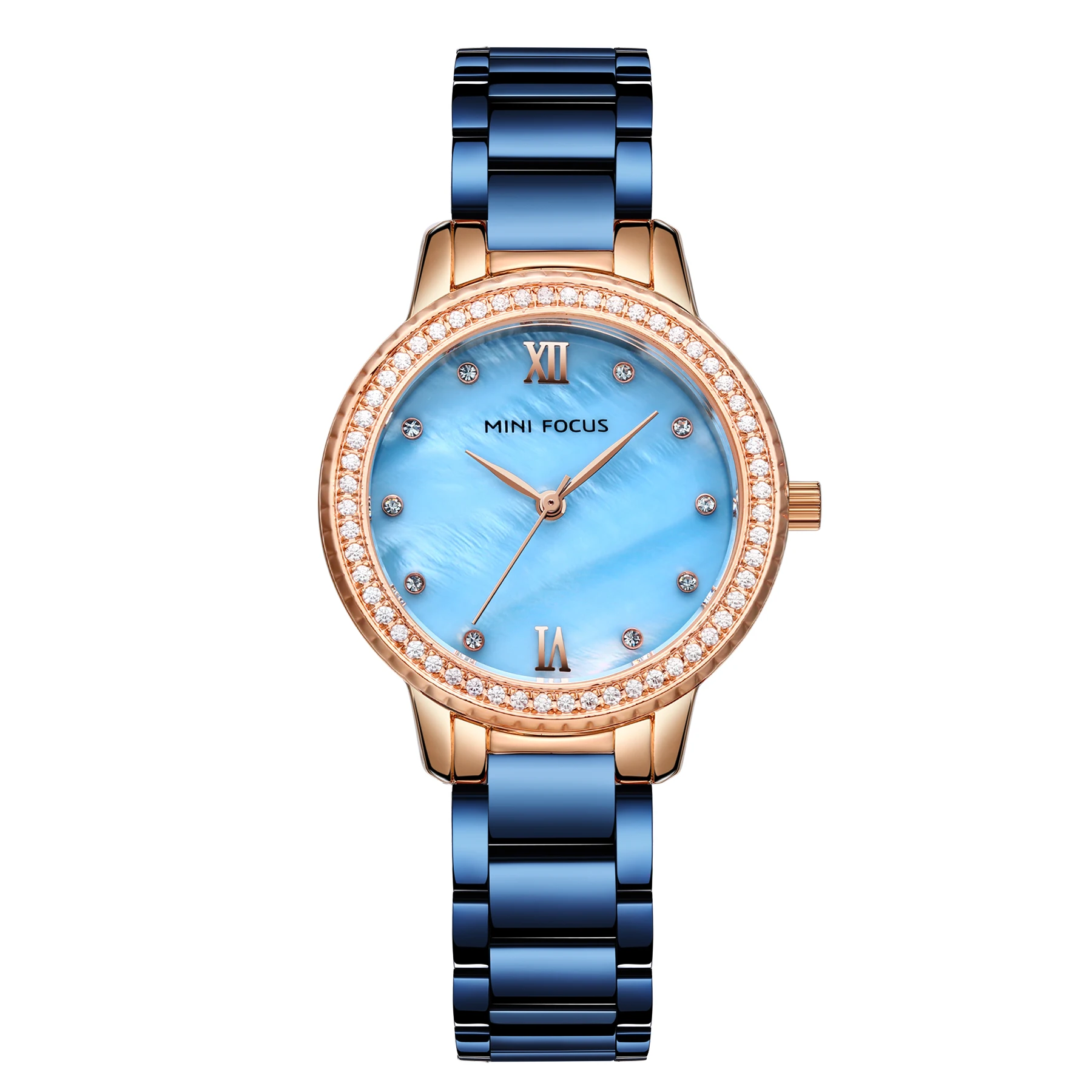 Trend Light Luxury Diamond Bordered Female Watch Fritillary Steel Belt Sky Blue Mirror Ladies Watch Waterproof Relojes De Cuarzo, 4 colors
Trend Light Luxury Diamond Bordered Female Watch Fritillary Steel Belt Sky Blue Mirror Ladies Watch Waterproof Relojes De Cuarzo, 4 colors