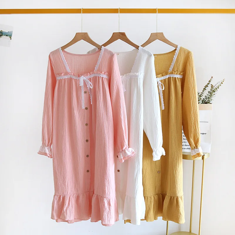 Spring/Summer 2021 new style 100% cotton nightdress lace long-sleeved sweet ladies thin long skirt home short-sleeved skirt
Spring/Summer 2021 new style 100% cotton nightdress lace long-sleeved sweet ladies thin long skirt home short-sleeved skirt