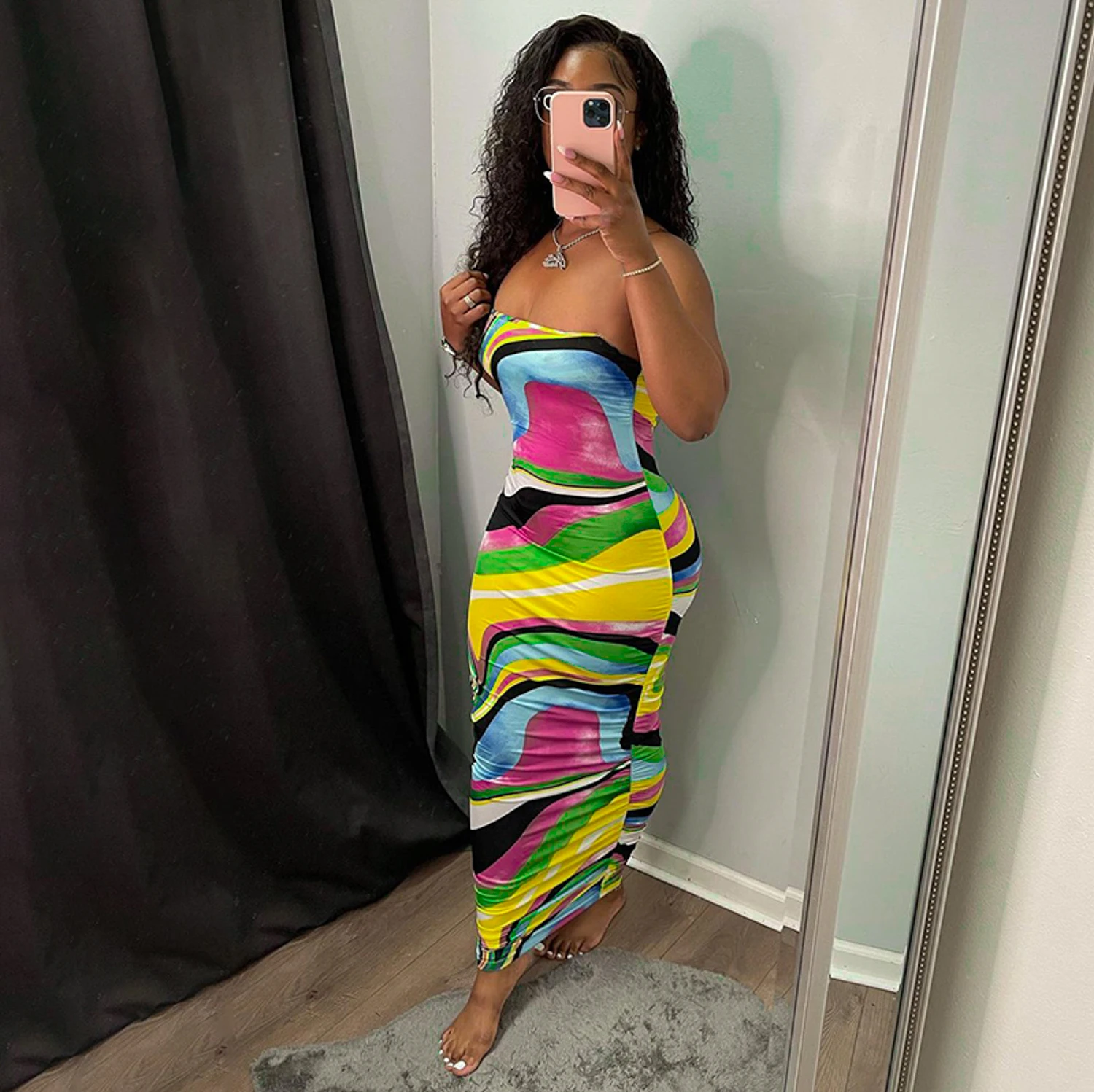 Lygens Dress Print Multi Color One Shoulder Bodycon Stripe Party Club Midi Sleeveless Slim Elegant Evening Clothing, Customized color
Lygens Dress Print Multi Color One Shoulder Bodycon Stripe Party Club Midi Sleeveless Slim Elegant Evening Clothing, Customized color
