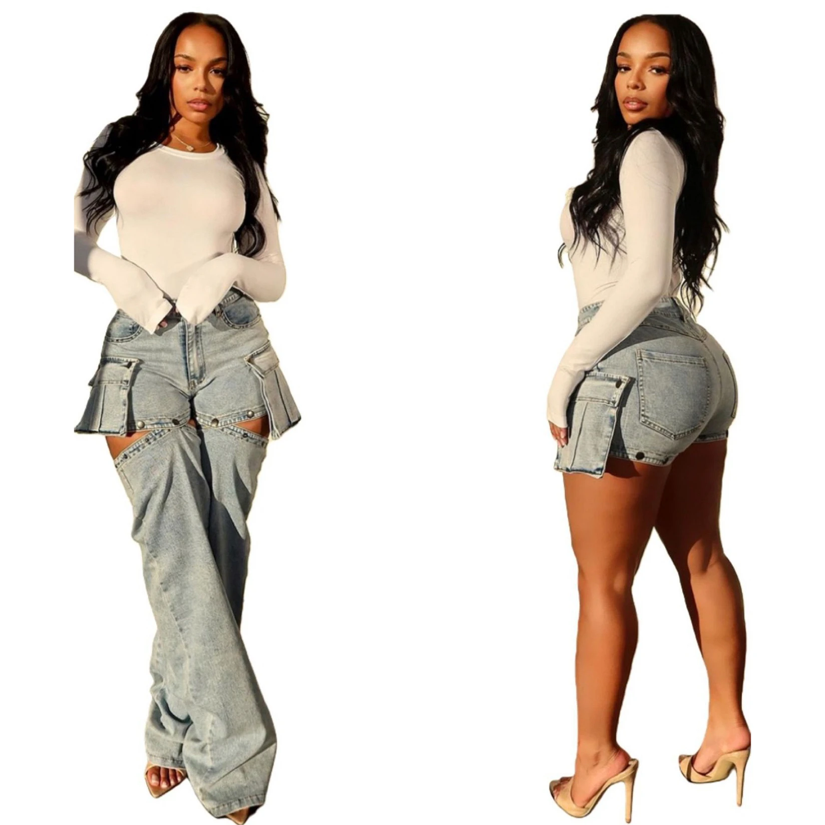 OUDINA Stylish New Personalized Straight Leg Ladies Denim Pants Loose Cargo Womens Jeans
OUDINA Stylish New Personalized Straight Leg Ladies Denim Pants Loose Cargo Womens Jeans