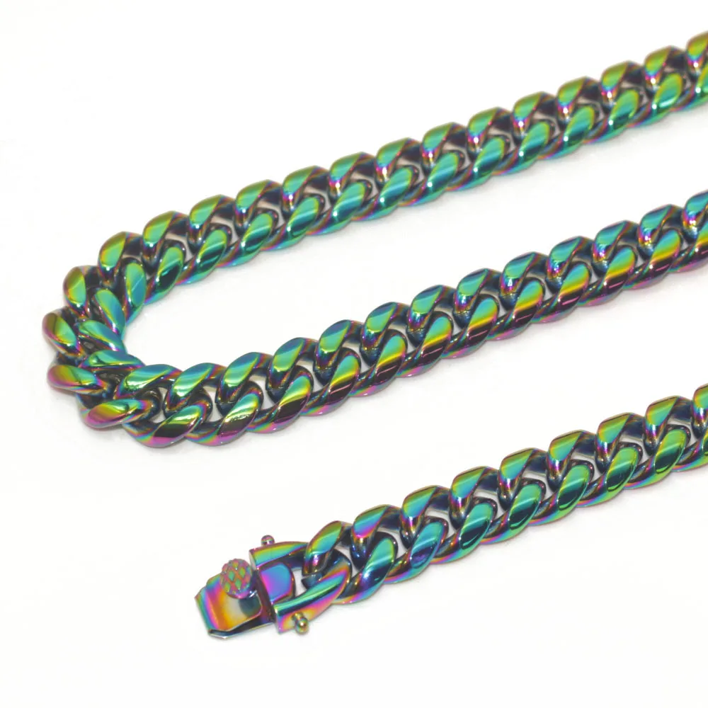 Fashion design wholesale electroplated miami cuban link choker men's rainbow hip hop thick chain pendant necklace
Fashion design wholesale electroplated miami cuban link choker men's rainbow hip hop thick chain pendant necklace