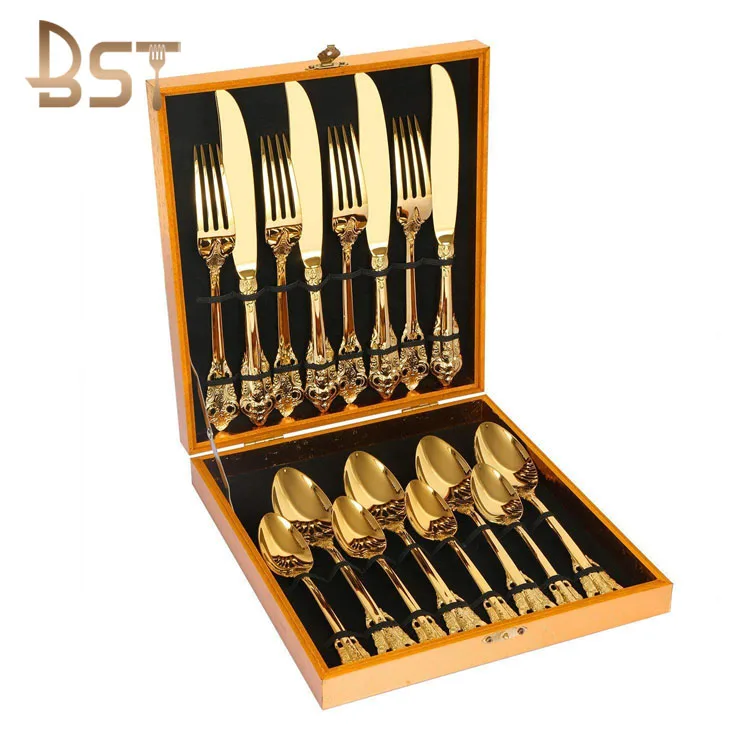Wholesale Baroque Style Royal Wooden Box with Case Gold 24Pcs 16Pcs Stainless Steel Flatware, Silver,gold
Wholesale Baroque Style Royal Wooden Box with Case Gold 24Pcs 16Pcs Stainless Steel Flatware, Silver,gold
