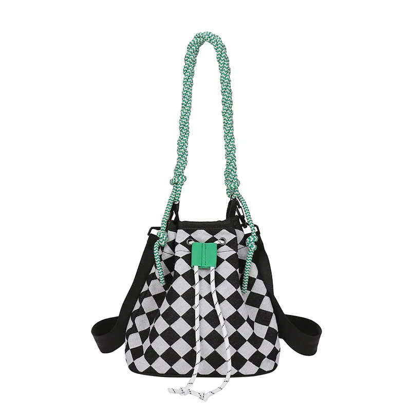 Wholesale plaid canvas bucket bags ladies korean fashion drawstring shoulder handbags for women, 2 colors
Wholesale plaid canvas bucket bags ladies korean fashion drawstring shoulder handbags for women, 2 colors