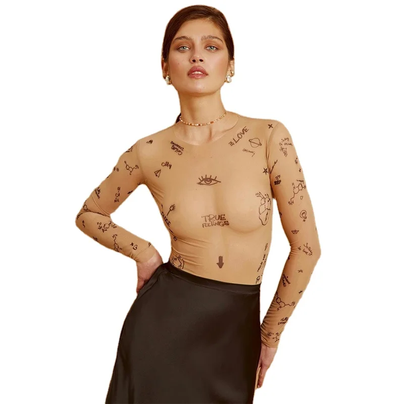 JS0101 AINI Summer New Arrivals Mesh Transparent Printed Long Sleeve Sexy Lingerie Jumpsuit Bodysuit, Khaki
JS0101 AINI Summer New Arrivals Mesh Transparent Printed Long Sleeve Sexy Lingerie Jumpsuit Bodysuit, Khaki