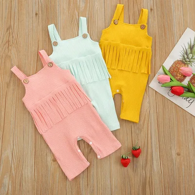 F40952A 2021 new tassel cotton halter jumpsuit baby three color pit strip baby girls' rompers baby rompers, As picture
F40952A 2021 new tassel cotton halter jumpsuit baby three color pit strip baby girls' rompers baby rompers, As picture