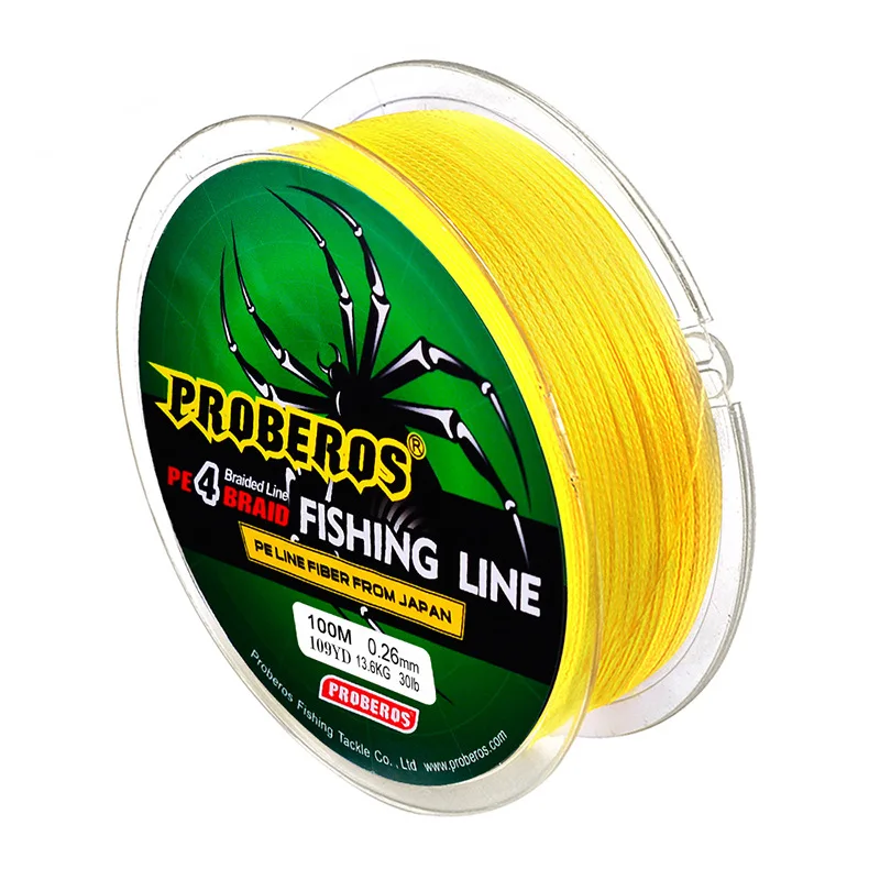 

Amazon Hot Sales 100M PE Cheap Price Fishing Braid Line 4 Strands, Yellow, blue, green, red, gray