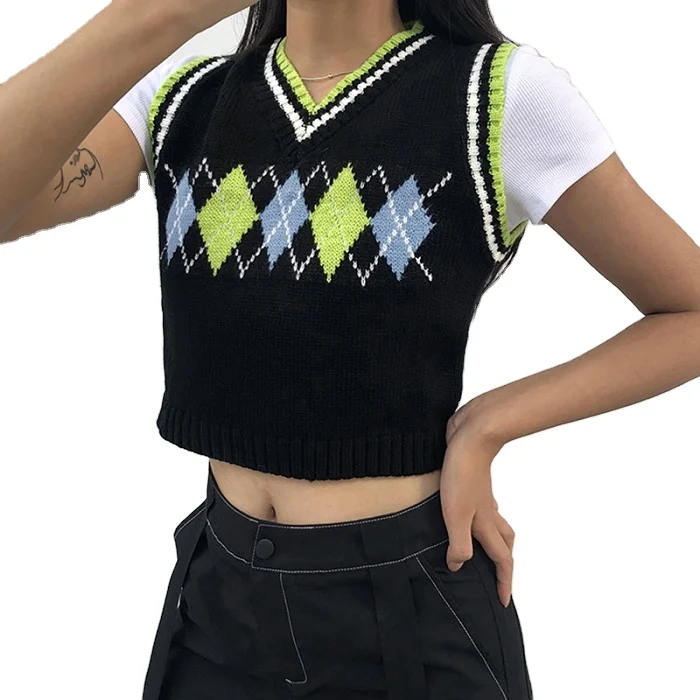 2021 Wholesale corset Womens British style argyle tight Sleeveless Knitting ladies Crop Tube Top Women Sweater Vest
2021 Wholesale corset Womens British style argyle tight Sleeveless Knitting ladies Crop Tube Top Women Sweater Vest