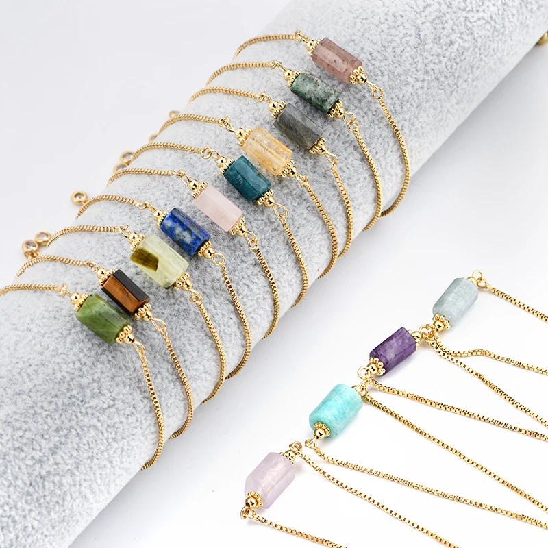 Cylinder Charms Gold Thin Chain Adjustable Single Gemstone 18k Gold Plated Chain Bracelet
Cylinder Charms Gold Thin Chain Adjustable Single Gemstone 18k Gold Plated Chain Bracelet
