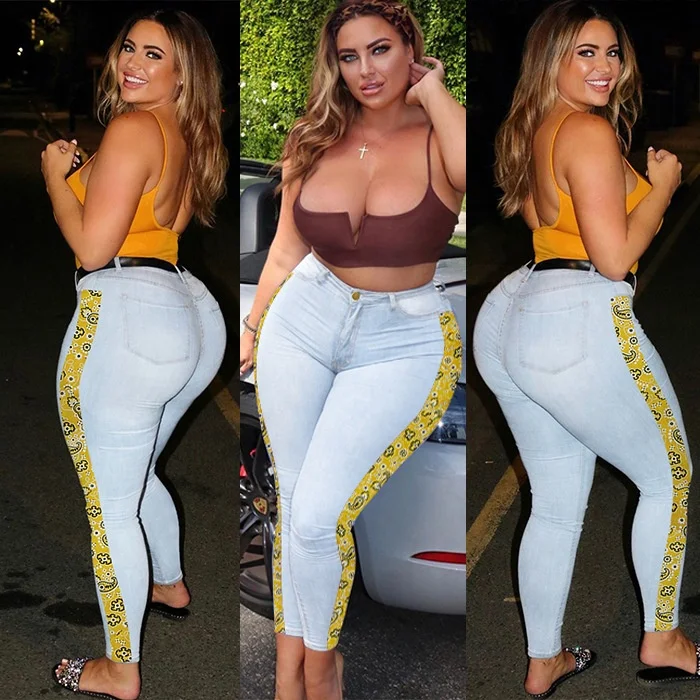 PT8354 2020 Factory direct wholesale cashew pattern stitching trendy jeans casual ladies fall pants women, As picture or customized make
PT8354 2020 Factory direct wholesale cashew pattern stitching trendy jeans casual ladies fall pants women, As picture or customized make