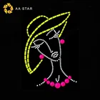 Fashion afro girl rhinestone transfer design iron on clothing