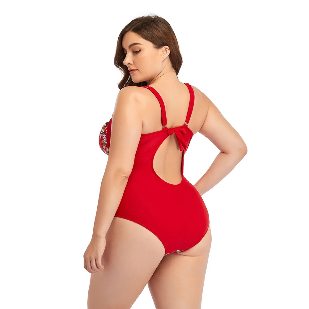 Red Color Plus Size Patchwork Beachwear Back Less Flora Printing Bikini One Piece Cut Out Bikini Beach Bikini Swimsuit/
Red Color Plus Size Patchwork Beachwear Back Less Flora Printing Bikini One Piece Cut Out Bikini Beach Bikini Swimsuit/
