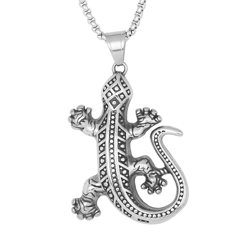 Punk Rock Stainless Steel Animal Gecko Pendant Halskette Vintage Pattern Lizard Pendant Unique Jewelry
Punk Rock Stainless Steel Animal Gecko Pendant Halskette Vintage Pattern Lizard Pendant Unique Jewelry