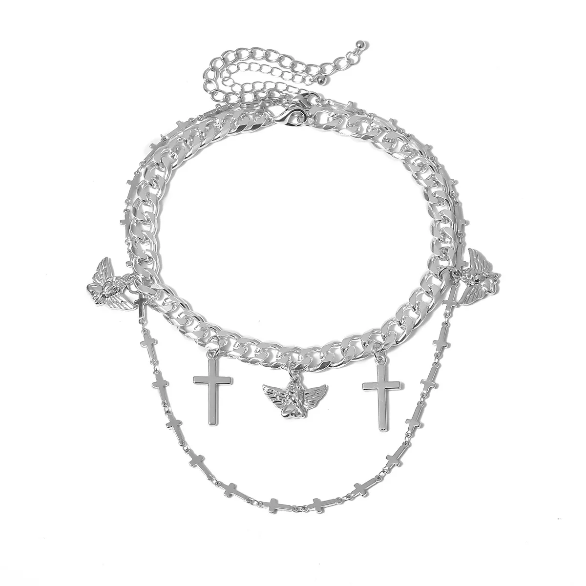 2020 Cool Handmade Silver Color Chain Cross Pendant Choker Necklaces for Women Men Girl Punk Gothic Chains Angel Pendant Collar, Sliver
2020 Cool Handmade Silver Color Chain Cross Pendant Choker Necklaces for Women Men Girl Punk Gothic Chains Angel Pendant Collar, Sliver