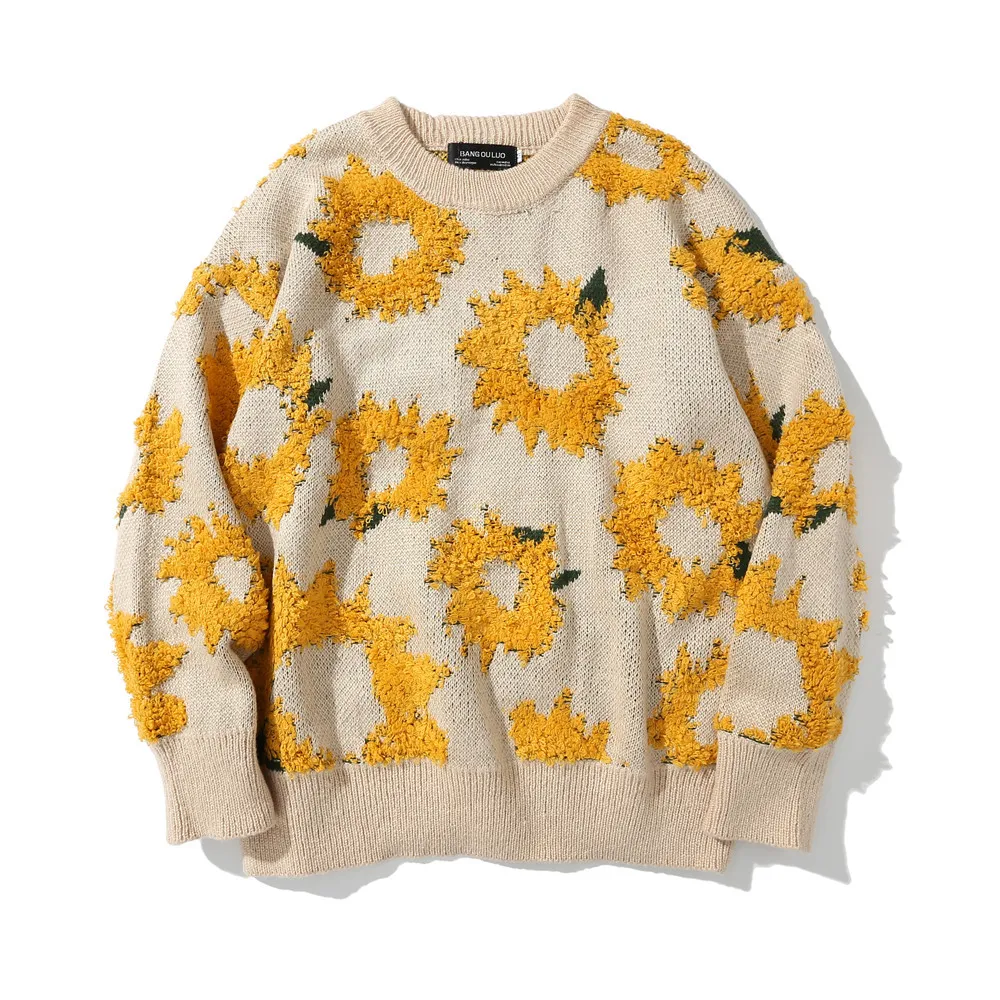 Sunflower Brocades Men's Harajuku Wind European and American Sweaters Street Loose-fitting Sweaters
Sunflower Brocades Men's Harajuku Wind European and American Sweaters Street Loose-fitting Sweaters