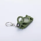 Army green keychain magnifier glass with compass