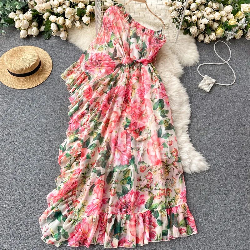 2021 summer korean floral dress chiffon women floral maxi dresses summer one shoulder chiffon korean dress floral, Grey
2021 summer korean floral dress chiffon women floral maxi dresses summer one shoulder chiffon korean dress floral, Grey