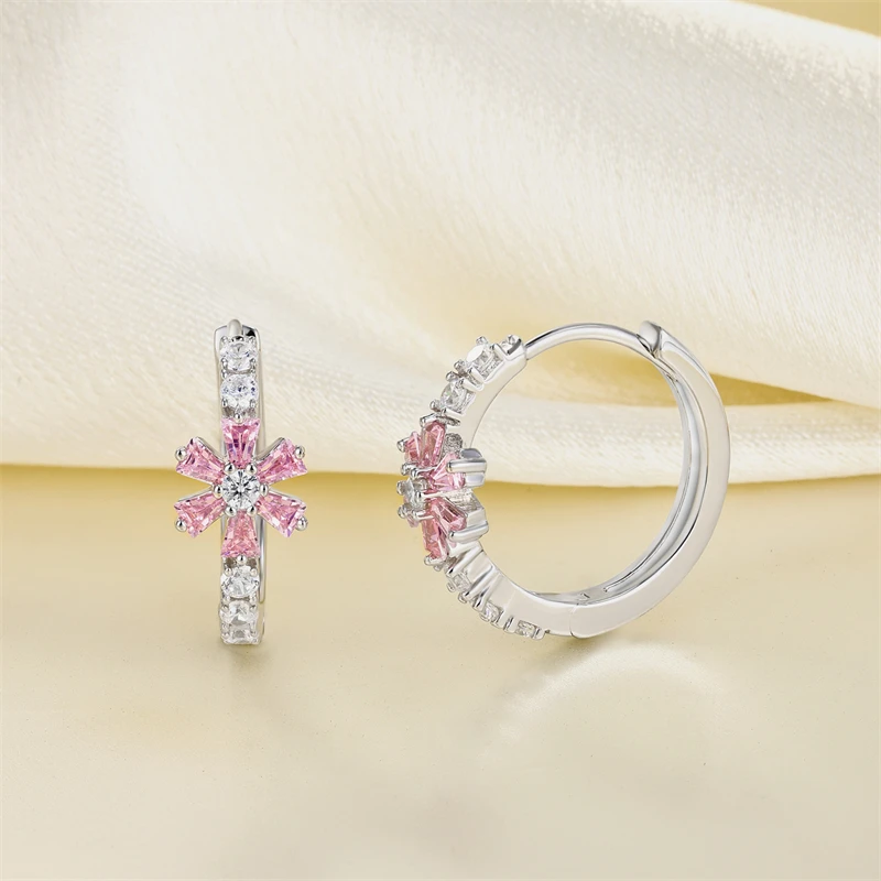925 sterling silver huggie flower earrings with pink cz of sterling silver earring back stamped 925 earrings
925 sterling silver huggie flower earrings with pink cz of sterling silver earring back stamped 925 earrings